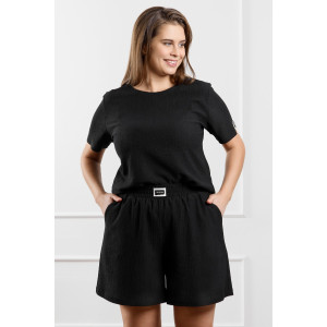 Шорты женские "Рената-3" фактурный трикотаж (р-ры: 48-58) черный