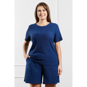 Шорты женские "Рената-3" фактурный трикотаж (р-ры: 48-58) синий