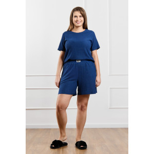 Шорты женские "Рената-3" фактурный трикотаж (р-ры: 48-58) синий