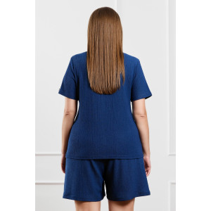 Шорты женские "Рената-3" фактурный трикотаж (р-ры: 48-58) синий