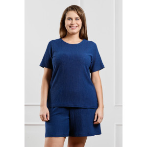 Шорты женские "Рената-3" фактурный трикотаж (р-ры: 48-58) синий