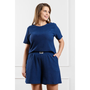 Шорты женские "Рената-3" фактурный трикотаж (р-ры: 48-58) синий