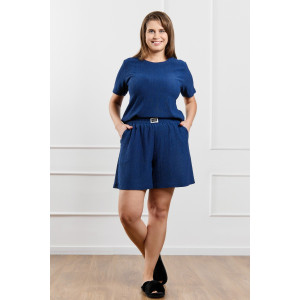 Шорты женские "Рената-3" фактурный трикотаж (р-ры: 48-58) синий