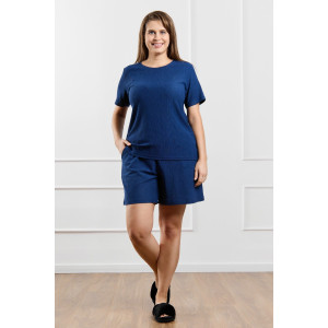 Шорты женские "Рената-3" фактурный трикотаж (р-ры: 48-58) синий