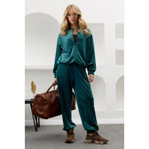 Костюм двойка женский "Альба" велюр стрейч (р-ры: 44-54) изумрудный
