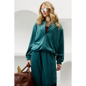 Костюм двойка женский "Альба" велюр стрейч (р-ры: 44-54) изумрудный