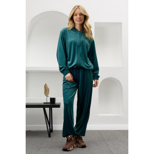 Костюм двойка женский "Альба" велюр стрейч (р-ры: 44-54) изумрудный