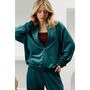Костюм двойка женский "Альба" велюр стрейч (р-ры: 44-54) изумрудный