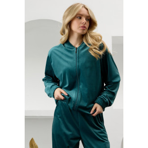 Костюм двойка женский "Альба" велюр стрейч (р-ры: 44-54) изумрудный