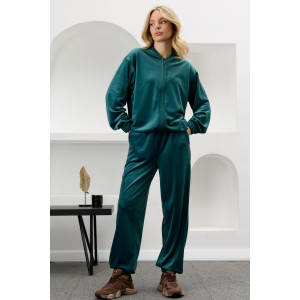 Костюм двойка женский "Альба" велюр стрейч (р-ры: 44-54) изумрудный