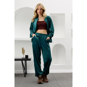 Костюм двойка женский "Альба" велюр стрейч (р-ры: 44-54) изумрудный