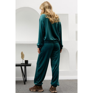 Костюм двойка женский "Альба" велюр стрейч (р-ры: 44-54) изумрудный