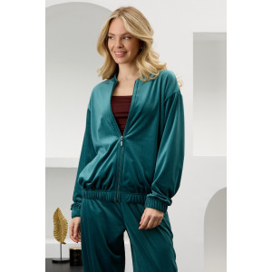 Костюм двойка женский "Альба" велюр стрейч (р-ры: 44-54) изумрудный