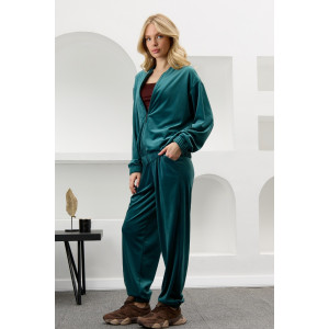 Костюм двойка женский "Альба" велюр стрейч (р-ры: 44-54) изумрудный