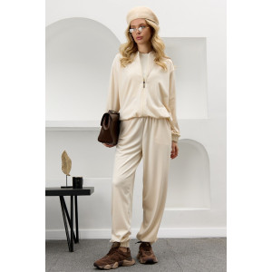 Костюм двойка женский "Альба" велюр стрейч (р-ры: 44-54) молочный