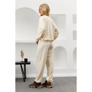 Костюм двойка женский "Альба" велюр стрейч (р-ры: 44-54) молочный