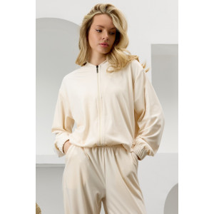 Костюм двойка женский "Альба" велюр стрейч (р-ры: 44-54) молочный