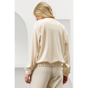 Костюм двойка женский "Альба" велюр стрейч (р-ры: 44-54) молочный