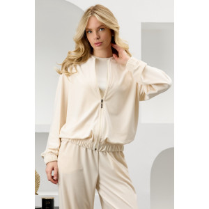 Костюм двойка женский "Альба" велюр стрейч (р-ры: 44-54) молочный