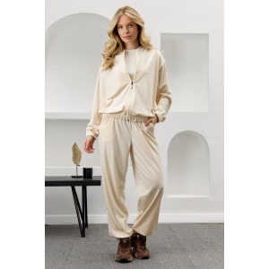 Костюм двойка женский "Альба" велюр стрейч (р-ры: 44-54) молочный