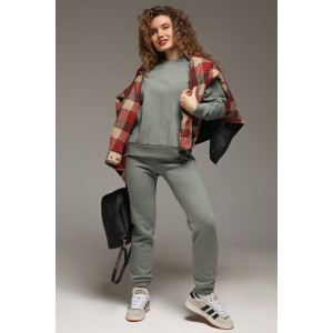 Костюм двойка женский "Либерти-2" футер 3-х нитка с начесом (р-ры: 42-52) серо-зеленый