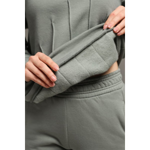 Костюм двойка женский "Либерти-2" футер 3-х нитка с начесом (р-ры: 42-52) серо-зеленый