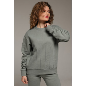 Костюм двойка женский "Либерти-2" футер 3-х нитка с начесом (р-ры: 42-52) серо-зеленый