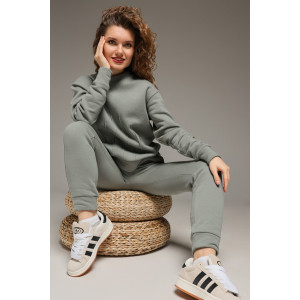 Костюм двойка женский "Либерти-2" футер 3-х нитка с начесом (р-ры: 42-52) серо-зеленый