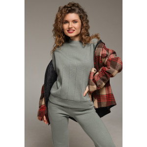 Костюм двойка женский "Либерти-2" футер 3-х нитка с начесом (р-ры: 42-52) серо-зеленый