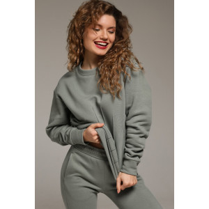 Костюм двойка женский "Либерти-2" футер 3-х нитка с начесом (р-ры: 42-52) серо-зеленый