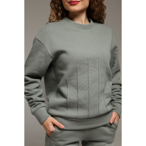 Костюм двойка женский "Либерти-2" футер 3-х нитка с начесом (р-ры: 42-52) серо-зеленый