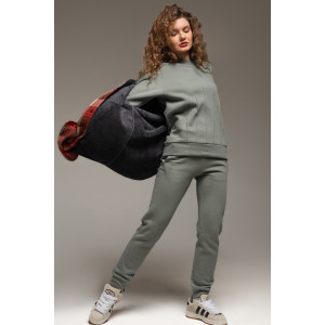 Костюм двойка женский "Либерти-2" футер 3-х нитка с начесом (р-ры: 42-52) серо-зеленый