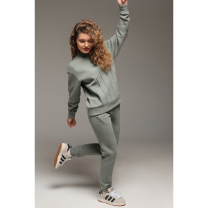 Костюм двойка женский "Либерти-2" футер 3-х нитка с начесом (р-ры: 42-52) серо-зеленый