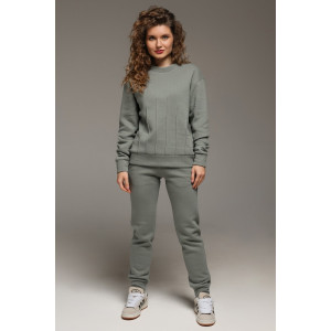Костюм двойка женский "Либерти-2" футер 3-х нитка с начесом (р-ры: 42-52) серо-зеленый
