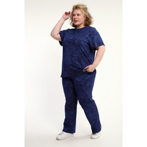 Костюм двойка женский КЖ-009 кулирка (р-ры: 52-74) синий