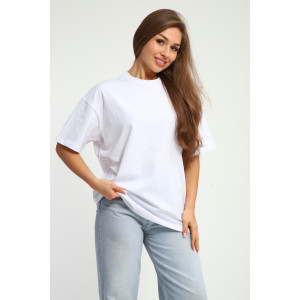 Футболка женская №26012 кулирка с лайкрой (р-ры: 44-58) белый Футболка женская №26012 кулирка с лайкрой (р-ры: 44-58) белый