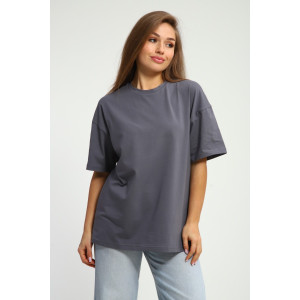 Футболка женская №26012 кулирка с лайкрой (р-ры: 44-58) графит