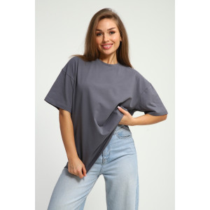 Футболка женская №26012 кулирка с лайкрой (р-ры: 44-58) графит