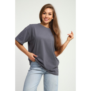 Футболка женская №26012 кулирка с лайкрой (р-ры: 44-58) графит