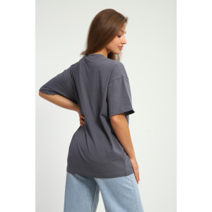 Футболка женская №26012 кулирка с лайкрой (р-ры: 44-58) графит