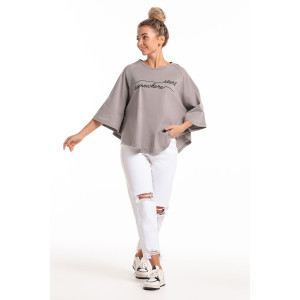 Пончо-туника женская №057913 кулирка (р-ры: 46-64) сер.печать