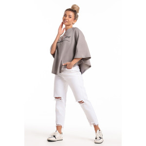 Пончо-туника женская №057913 кулирка (р-ры: 46-64) сер.печать