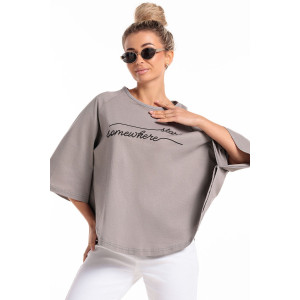 Пончо-туника женская №057913 кулирка (р-ры: 46-64) сер.печать