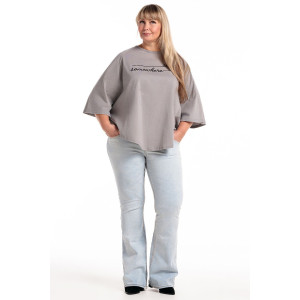 Пончо-туника женская №057913 кулирка (р-ры: 46-64) сер.печать