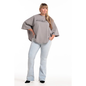 Пончо-туника женская №057913 кулирка (р-ры: 46-64) сер.печать