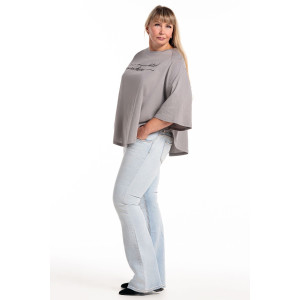 Пончо-туника женская №057913 кулирка (р-ры: 46-64) сер.печать