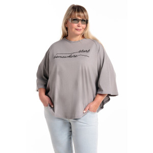 Пончо-туника женская №057913 кулирка (р-ры: 46-64) сер.печать