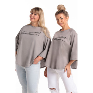 Пончо-туника женская №057913 кулирка (р-ры: 46-64) сер.печать