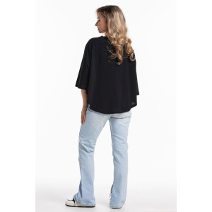 Пончо-туника женская №057913 кулирка (р-ры: 46-64) черн.печать-смайл