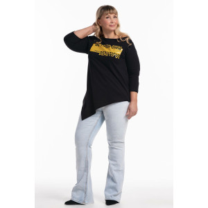 Туника женская №057907 "Т-хвост" кулирка (р-ры: 46-60) черно-золотой